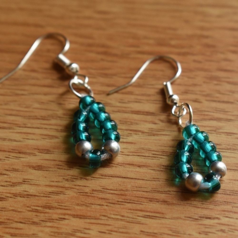 Turquoise Silver Beaded Earrings